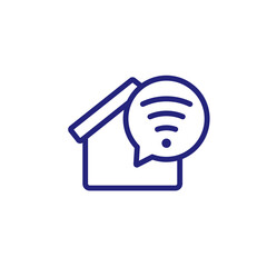 Sticker - wi-fi in house line icon on white