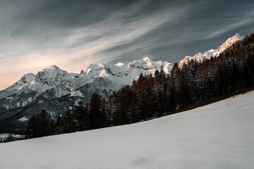 Sticker - The snowy mountains of austria.