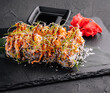 Beautiful spicy special volcano sushi roll