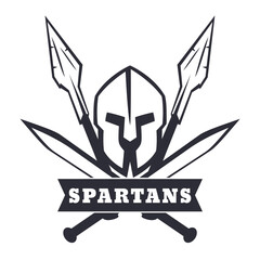 Wall Mural - Spartans emblem with helmet, crossed swords and spears