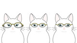 Fototapeta Pokój dzieciecy - 大中小サイズのメガネをかけた３匹の白色の猫
