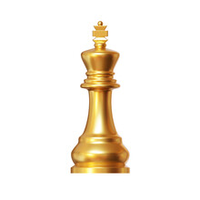 3d Gold Chess Piece King Or Queen On Isolated Background. Chess Strategy For Business Leadership And Team Success Concepts. 3d Rendering Illustration..