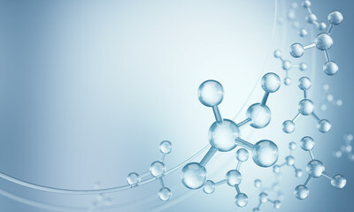 Wall Mural - molecule or atom, abstract structure for science or medical background, 3d illustration.