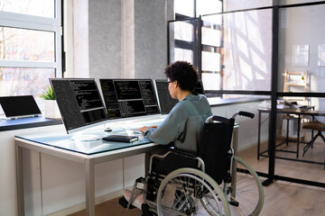 Poster - african american woman programmer. girl coding