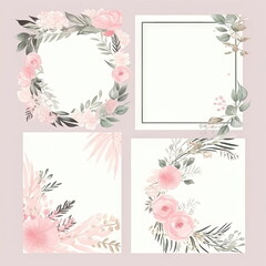 Wall Mural - Watercolor floral illustration bouquet set collection, wedding stationary, flower background