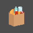 Package full food pixel art isolated. 8 bit Food pixelated. Vector illustration
