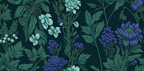  Vintage Floral Pattern Wallpaper. generative ai