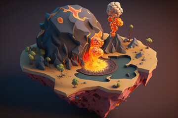 Wall Mural - Detailed Isometric Earth Warming - Concept Art
