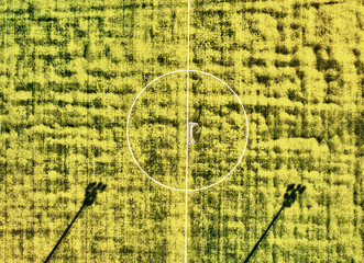 Poster - Soccer field in the countryside, aerial view from drone