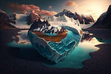 Wall Mural - melting clacier - climachange - illustration - concept art