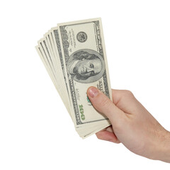 Wall Mural - Hand with money cash american dollars in PNG isolated on transparent background