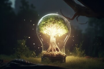 Poster - Lamp tree energy. Generate Ai