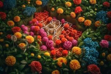  A flower maze game for kids. Generative AI