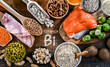 Composition with food products rich in thiamine or vitamin B1