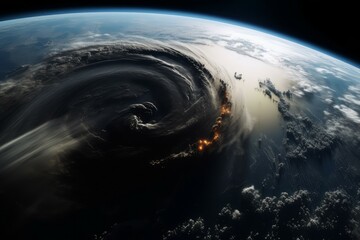 Tornado vortex view from space. Generate Ai
