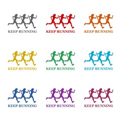 Canvas Print -  Keep running logo icon isolated on white background. Set icons colorful