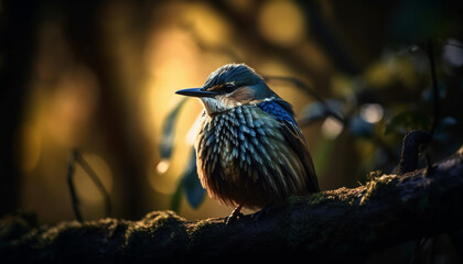 Sticker - Small bird rests on branch, admiring nature generated by AI