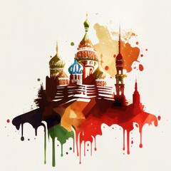 Wall Mural - Russian in watercolor style by Generative AI