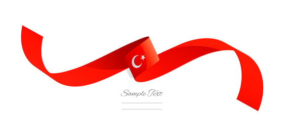 Wall Mural - Turkish flag ribbon vector illustration. Türkiye flag ribbon on abstract isolated on white color background