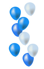 Wall Mural - PNG. Blue and white balloons with confetti on transparent background.