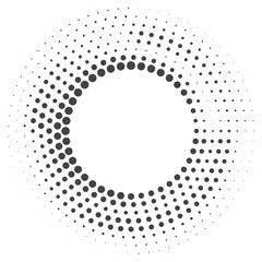 Poster - Dotted circle pattern. Abstract halftone round. Frame with random gradient gradation. Grunge rings design