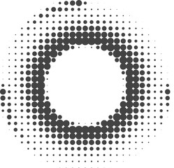 Poster - Dotted circle pattern. Abstract halftone round. Frame with random gradient gradation. Grunge rings design