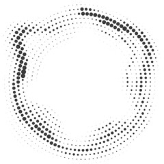 Poster - Dotted circle pattern. Abstract halftone round. Frame with random gradient gradation. Grunge rings design
