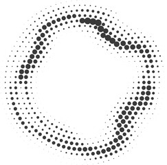 Poster - Dotted circle pattern. Abstract halftone round. Frame with random gradient gradation. Grunge rings design