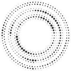 Poster - Dotted circle pattern. Abstract halftone round. Frame with random gradient gradation. Grunge rings design