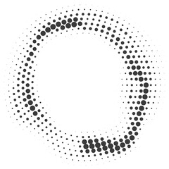 Poster - Dotted circle pattern. Abstract halftone round. Frame with random gradient gradation. Grunge rings design