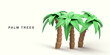 3D realistic tree palm trees on a beige background. Vector illustration.
