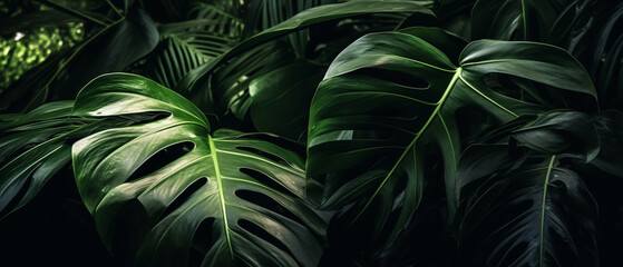  Tropical plant background with green leaves