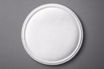 blank white round embroidered patch mockup, top view, 3d. empty cloth attachment for sing icon mock 