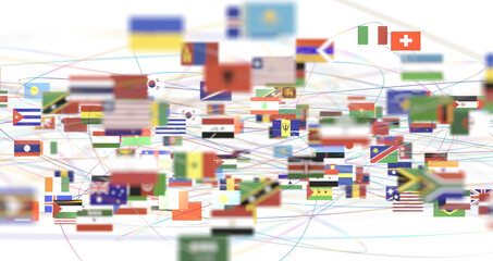 Wall Mural - World map with all states and their flags,3d render