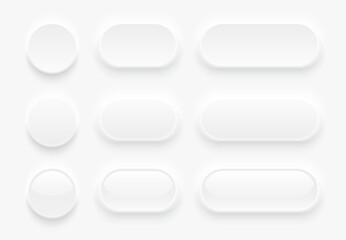 Aufkleber - White buttons for user interface, simple circle 3D modern design