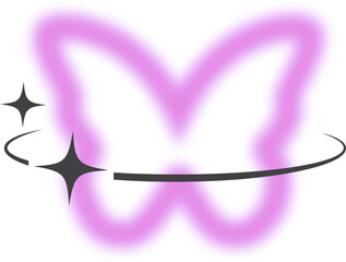 Poster - y2k gradient blurred butterfly. abstract shape and retro sticker with aura. aesthetic figure.