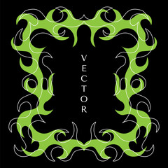 Poster - Vector design set, flames and fire, acid neo tribal shapes, y2k elements and abstract illustrations in gothic style, gothic and acid tattoos and print templates