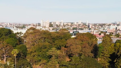 Canvas Print - Panoramic aerial view of Sydney skyline and coastline in the morning, NSW, Austraila