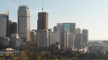 Canvas Print - Amazing skyline of Sydney on a beautiful morning, aerial view from drone