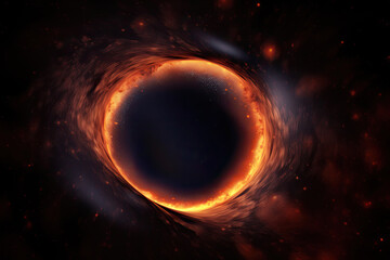 Wall Mural - black hole illustration in outer space. wormhole in universe. created with generative ai