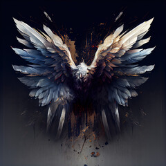 wings isolated on dark background. Ai generated