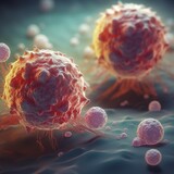 Fototapeta Panele - t-cells or cancer cells. generative ai