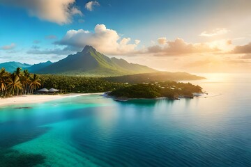 Wall Mural - DRONE SHOT OF AN ISLAND