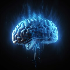 Poster - Neurons in brain, brain anatomy. generative ai