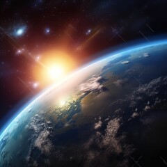 Wall Mural - globe view from space with realistic earth surface and world map as seen from outer space. generativ