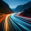© Vinicius - light speed, traffic motion abstract,  internet landscape connect, ai generated
