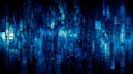 Wall Mural - Dark blue background, in the style of futuristic abstracts, digital aesthetic. 