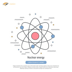 Nuclear energy flat contour style vector concept illustration