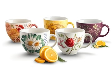 Sticker - cup of tea with lemon and orange