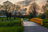 Fototapeta Londyn - The new wetland area of Silkstream Park. The Barnet Council have recently invested £5million into upgrading this park. Located on  the green avenue between Colindale and Burnt Oak, London, UK. 